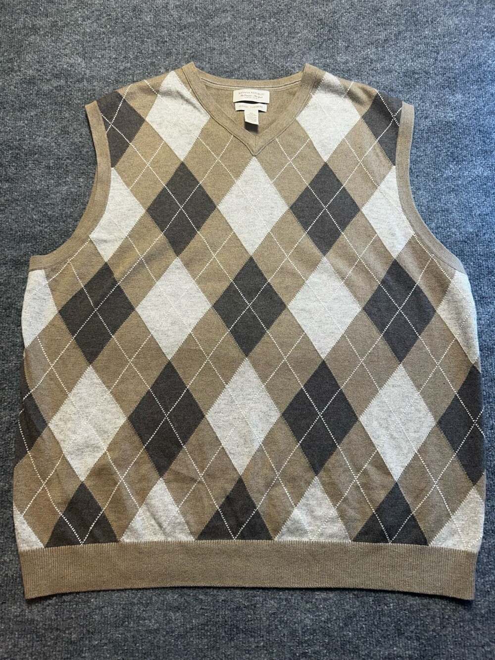 Banana Republic Cotton Cashmere Argyle Sweater Vest XL Preppy Academia Golf